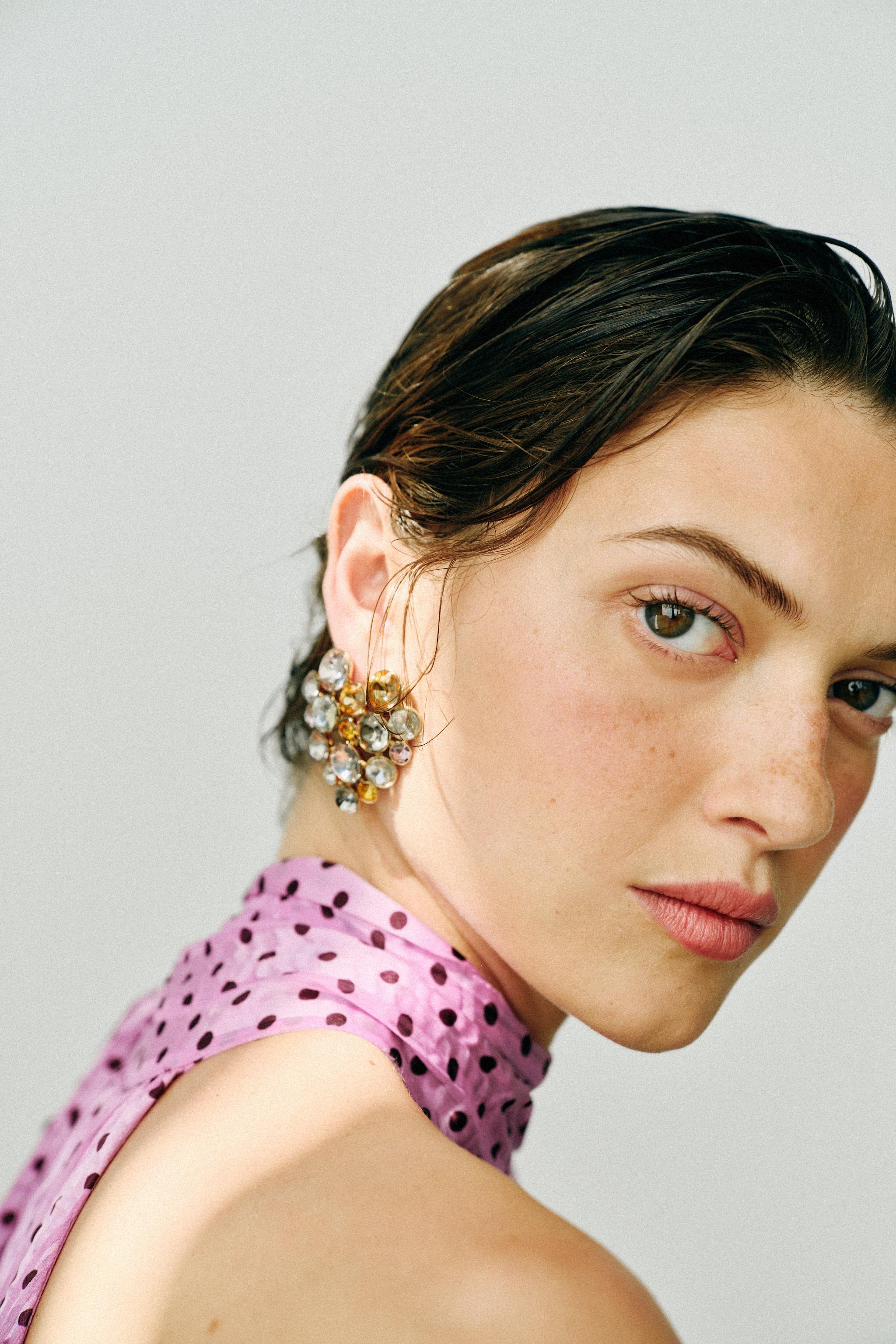 JEWELED HEART EARRINGS